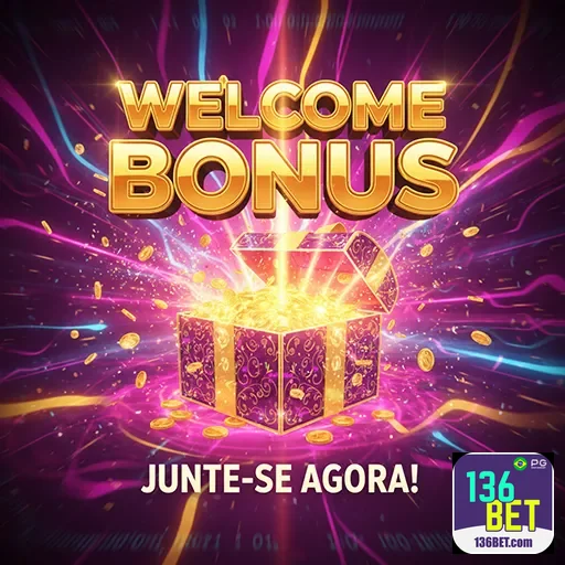 Imagem promocional do site 136bet destacando o bônus 05 para novos usuários.