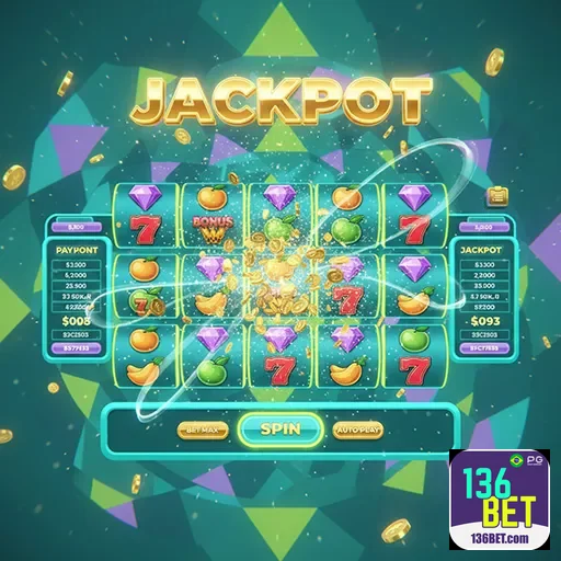Ilustração de slot game destacando bônus de boas-vindas na 136bet Brasil